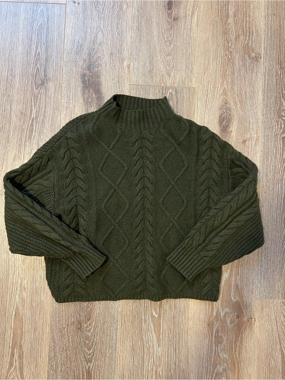 old navy sosoft cropped mockneck cable knit sweater